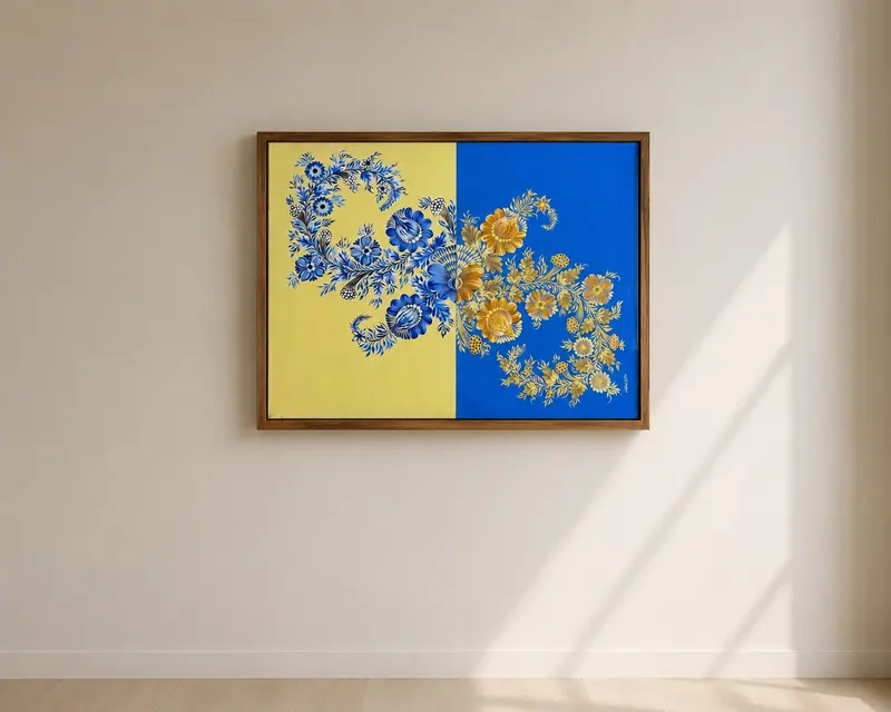 The piece hanging on a wall