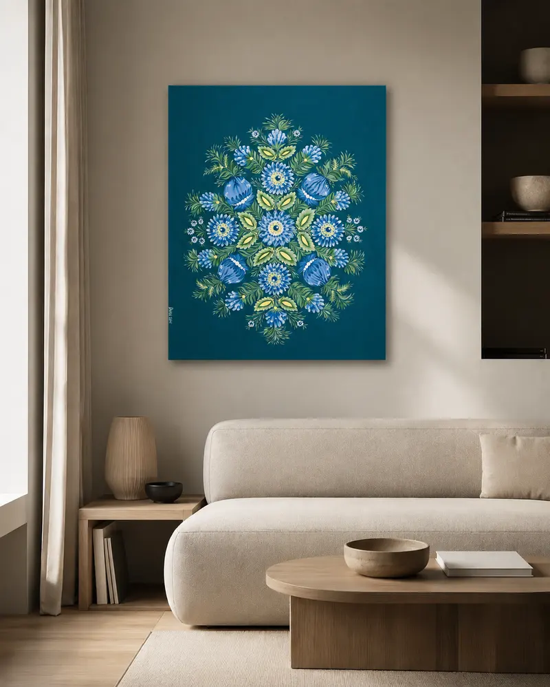 The piece on a living room wall