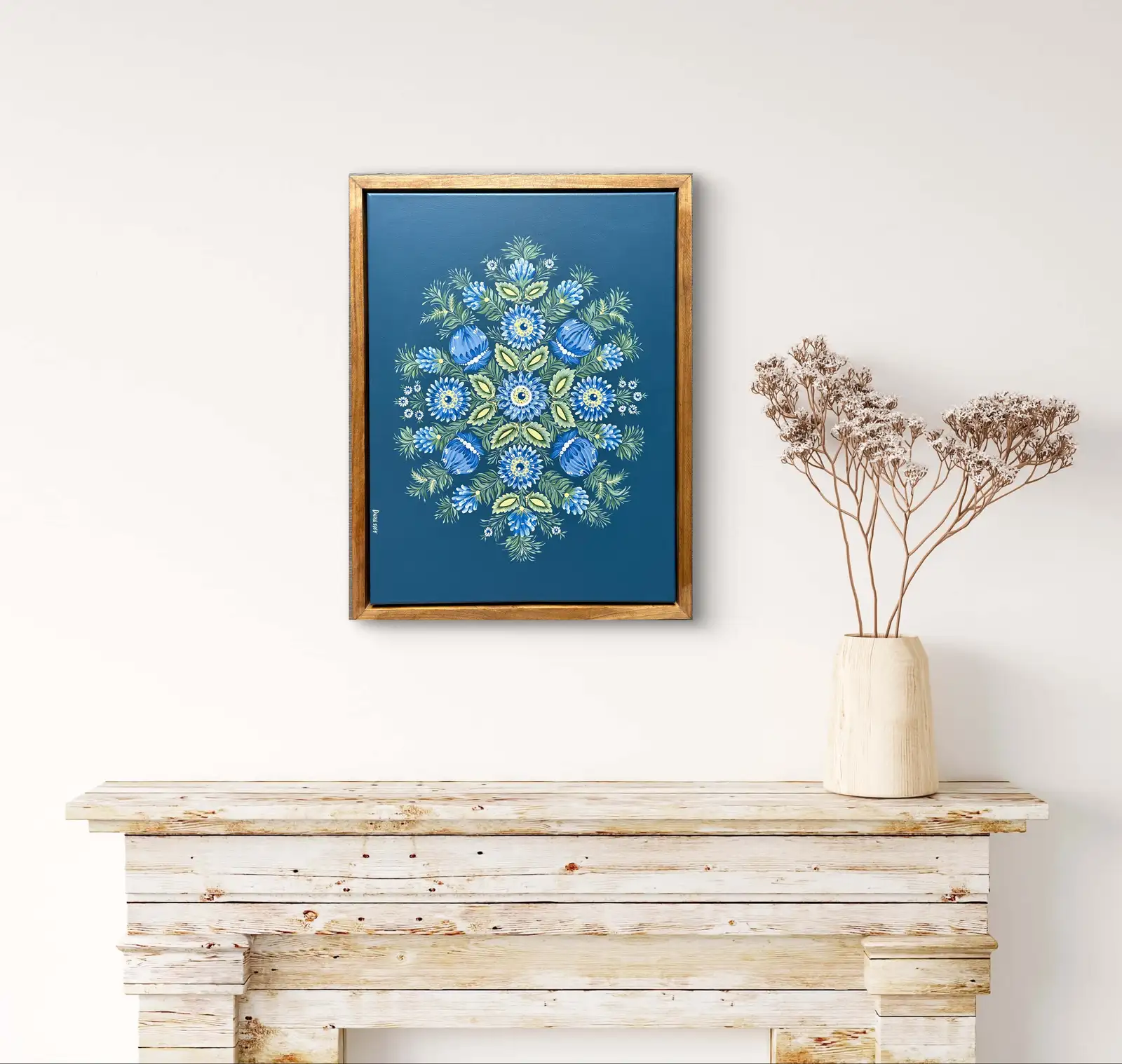 In Quiet Bloom styled above a mantel