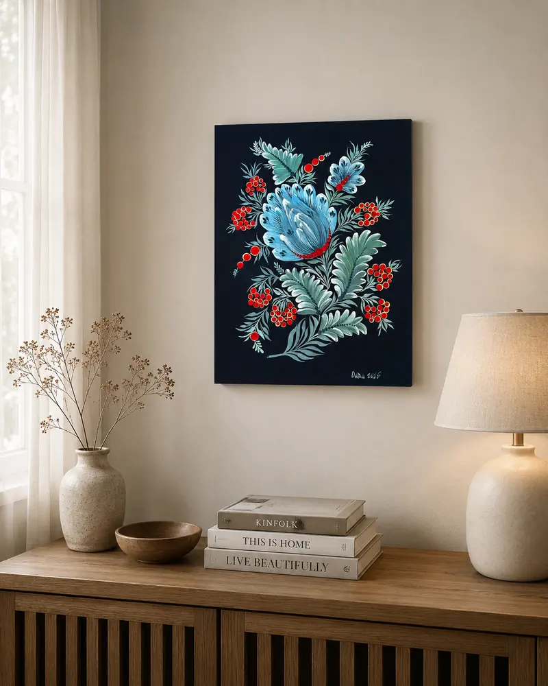 The piece styled in a room, view 1